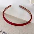 Detailed view of the dark red PU leather headband with non-slip khaki velvet lining - 1# Red Narrow Style (Width 1cm)