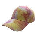 Fashionable tie-dye baseball cap for adults with colorful glitter and watercolor textures - Adult / Yellow-Pink