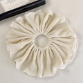Elegant oversized pleated scrunchie in creamy beige fabric with refined edge stitching - Beige