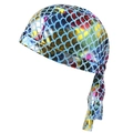 Regenbogen-Fischschuppen Piratentuch mit Metall-Farbverlauf und rückseitigem Bindeband - Erwachsene / Schillerndes Blau Silber (3)