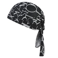 Détail d'un bandana de sport noir avec imprimé lettres argentées et lien à nouer - Adulte / Style Sport Lettre Noir Argent Blanc (8#)