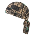 Bandana elastica color kaki stile pirata con stampa di giornale vintage per sport - Adulto / Stile Giornale Vintage Cachi Blocco Blu (4#)