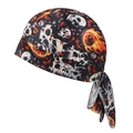 Cycling headscarf with skull and flame prints, featuring rear ties for outdoor sports - Black Skull Red Flame (Pattern 2#)