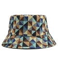 Bob réversible avec motif géométrique de triangles colorés en bleu marine et tons terre - Adulte / Style Triangle Géométrique Multicolore (2#)