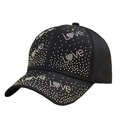 Casquette de baseball noire pour femmes avec strass colorés formant le mot LOVE - Adulte / Noir