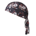 Detail of breathable skull print bandanna featuring street art pirate style and straps - Adult / Graffiti Spear Skull Black Style (9#)