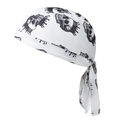 Detail of white breathable mesh cycling bandana with crown skull print and adjustable ties - Adult / Crown Skull White Style (8#)
