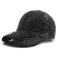 Casquette de baseball noire à strass brillants pour scène hip hop avec décor complet - 55-58cm / Noir