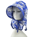 Chapeau de soleil bleu en dentelle florale avec large bord et protège-nuque pour femme - 55-58cm / Bleu Royal