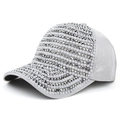 Casquette de baseball argentée pour femme avec perles fantaisie et strass brillants - 55-58cm / Gris