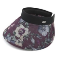 Cappello parasole da donna anti-UV con motivo floreale viola e tesa larga stile fermaglio - 55-58cm / Borgogna