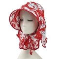Chapeau de soleil rouge en dentelle pour femme avec large bord et broderie florale anti-UV - 55-58cm / Rouge