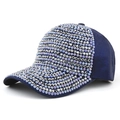Casquette de baseball bleu marine pour femmes avec strass argentés et lavande scintillants - 55-58cm / Bleu Marine