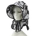 Chapeau de soleil d'été pour femmes à motif floral, large bord et protège-nuque UV - 55-58cm / Noir