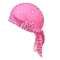 Detail of bright pink paisley pattern on lightweight breathable hip hop bandana durag - One Size / Rose Red Paisley