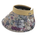 Visiera parasole floreale da donna con fascia kaki e dettaglio di foglia d'argento - 55-58cm / Giallo Cachi
