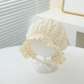 Cappello da sole per neonati a pois marroni con tesa arricciata e cinturino per la comodità - Taglia neonato / caffè