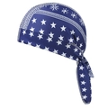 Detail of navy blue pirate headwrap featuring white stars and breathable sports fabric - One Size / Five-Star Navy