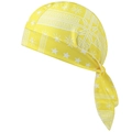 Yellow Durag with white star print and long straps for hip-hop and cycling headwear - One Size / Five-Star Yellow