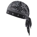 Classic black and white paisley print durag bandana for outdoor cycling and street style - One Size / New Black 2# Paisley