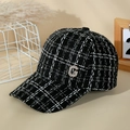 Berretto da baseball chic in tweed nero con lettera G dorata e trama intrecciata - L / Nero