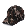 Elegante cappello da baseball in denim nero con paillettes bronzo e motivo a onde - Nero Con Paillettes Bronzo