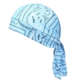 Durag bleu clair à motif cachemire avec longue queue et finition soyeuse sport - Paisley Bleu Clair
