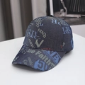 Unisex spijkerstof honkbalpet met vintage print voor zonbescherming buitenshuis - Eén maat / Blauwe Letters