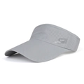 Detail view of breathable laser-cut vents and side logo on grey sports sun visor - L (58-60cm) / Alphabet / Light Gray