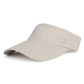 Beige athletic open top sun visor hat with breathable laser-cut holes and long brim - L (58-60cm) / Alphabet / Khaki