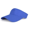 Detail of blue breathable mesh fabric and curved brim on sport sun visor hat - L (58-60cm) / Solid Color / Sapphire Blue