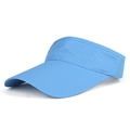 Detail of light blue sun visor with breathable mesh fabric and long curved brim - L (58-60cm) / Solid Color / Blue