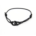 All-black braided couple bracelet with matte black handcuffs and adjustable cord - Gun Black