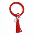 Levendige rode PU-lederen kwastje sleutelhanger armband met goudkleurige details - Rood