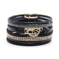 Böhmisches schwarzes mehrschichtiges Lebensbaum-Armband mit Strass und Magnetverschluss - Schwarz