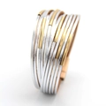 Modern wide multi-layer layered metal wrap bracelet in textured gold and silver finish - Silver