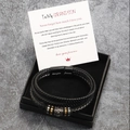 Geflochtenes Lederarmband Set für Herren mit gravierter Magnetschließe und Geschenkbox - Geschenkbox / An Meinen Enkel Karte / Edelstahl-Magnetverschluss