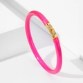 Pulsera de silicona rosa con purpurina, colgante de estrella dorada y pedrería fina - Rosa rojo