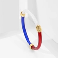 Détail du bracelet en résine tricolore avec fermoir doré et relief animalier - Bleu Rouge Blanc Mélangé