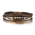 Bohemian multi-layer wrap bracelet with tiger eye stones and gold magnetic clasp - Natural Stone Brown