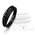 Dreilagiges geflochtenes Lederarmband für Enkel mit graviertem magnetischem Liebesverschluss - An Meinen Enkel Karte / Edelstahl-Magnetverschluss