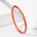 Brazalete de PVC con purpurina y dije floral de aleación de zinc con diamantes de imitación - Rosa oro