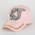 Cappellino da baseball rosa con motivo a scoiattolo in strass e visiera decorata - Rosa