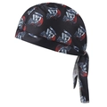 Detail of adjustable back ties on breathable skull print pirate bandana sport cap - Black With Red Turban Skull