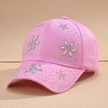 Cappellino da baseball rosa da donna con motivi floreali in strass e protezione solare - Taglia unica / Rosa