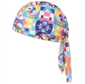 Detailed view of the breathable mesh fabric with vibrant colorful prints on sports bandana - Light Color Geometric