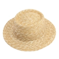Detail of the finely woven natural wheat straw texture on a flat-top wide-brim sun hat - Flat Top Wide Brim Minimalist Style (3#)