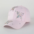 Gorra de béisbol rosa para mujer con mariposa de pedrería y diseño de damasco - Talla única / Rosa