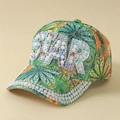Cappellino tropicale con stella di strass e perle, vista da un'angolazione di 45 gradi - Taglia unica / Verde