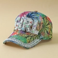 Berretto da baseball con stampa floreale, perle, strass e ricamo con scritta GIRL - Taglia unica / Viola